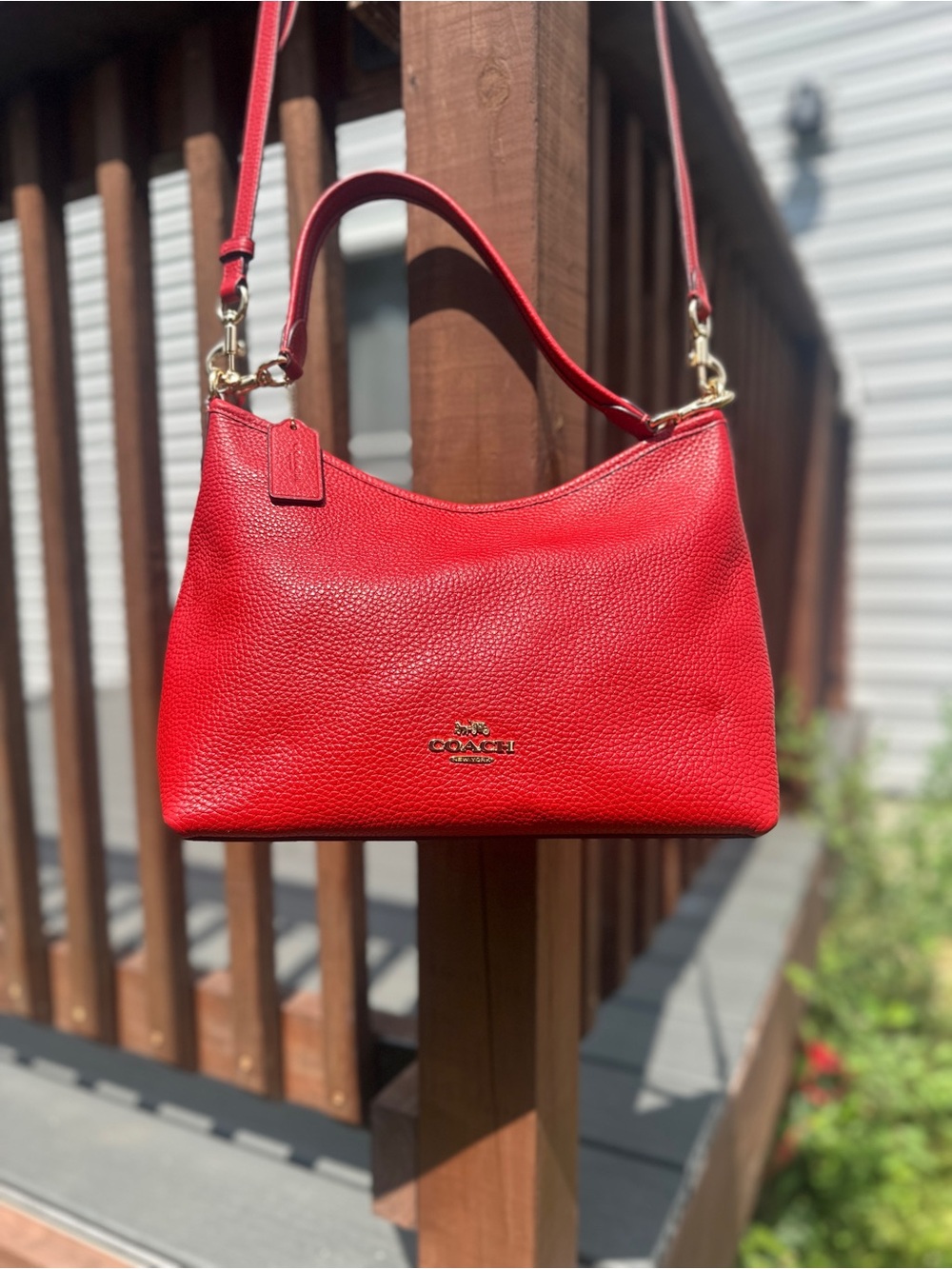 Coach Laurel Shoulder Crossbody Bag Pebbled Red